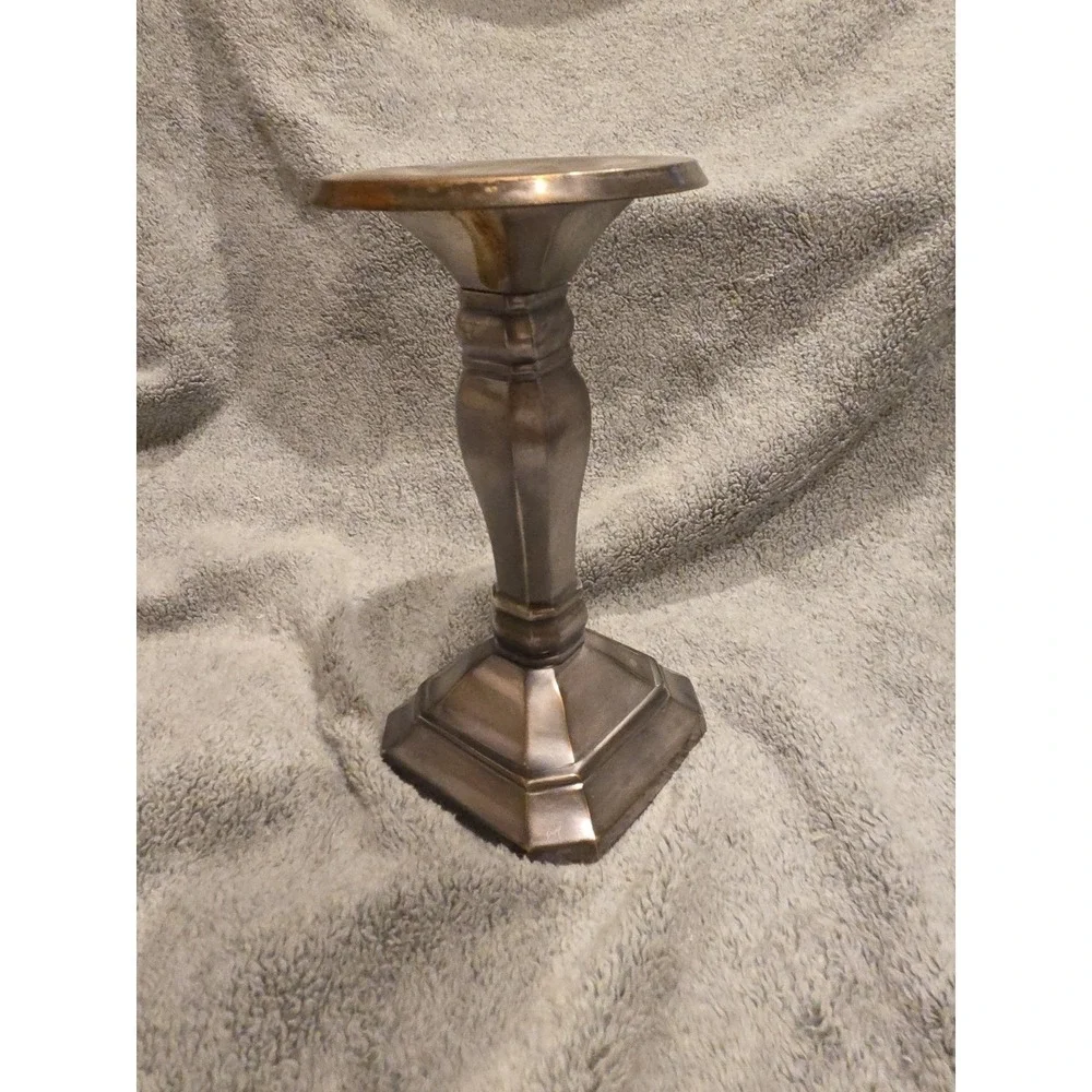 Pottery Barn Single Taper Or Pillar Candle Stick Holder Silver‎ Toned